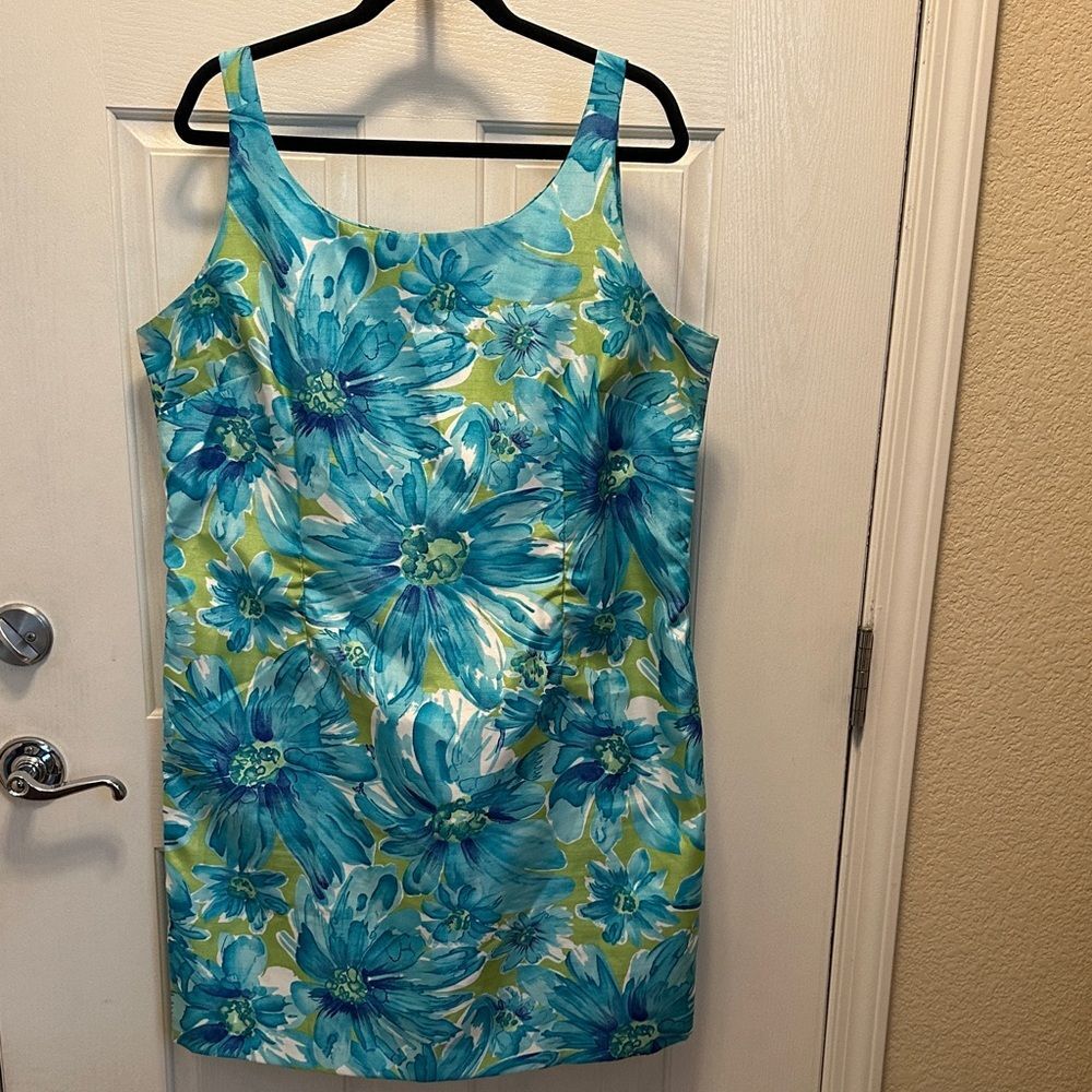 Studio C Floral Dress - Tropical Blue and Green Size 18 Vacation Cruises